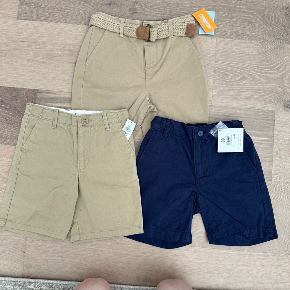 Lot of 3 Boy’s Chino Shorts size 5 GAP Hanna Andersson Gymboree NEW